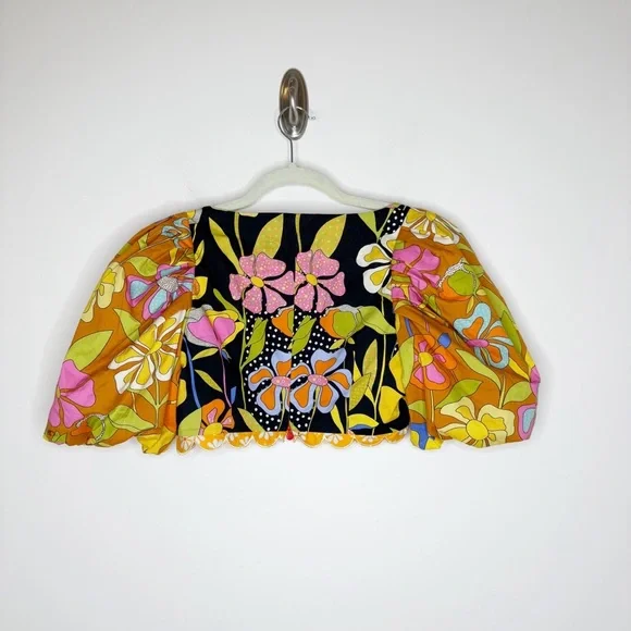 CeliaB Galan Floral Print Puff Sleeve Crop Top Size XS - Picture 4 of 8